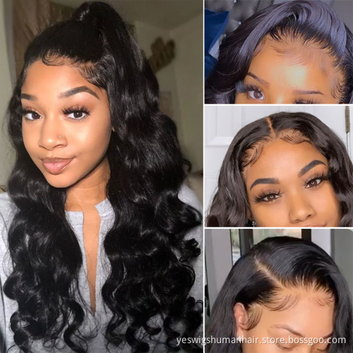 Cheap Loose Deep Wave Mink Brazilian Cuticle Aligned Pre Plucked Human Hair Full Hd Swiss Lace Front Closure Wig For Black Women